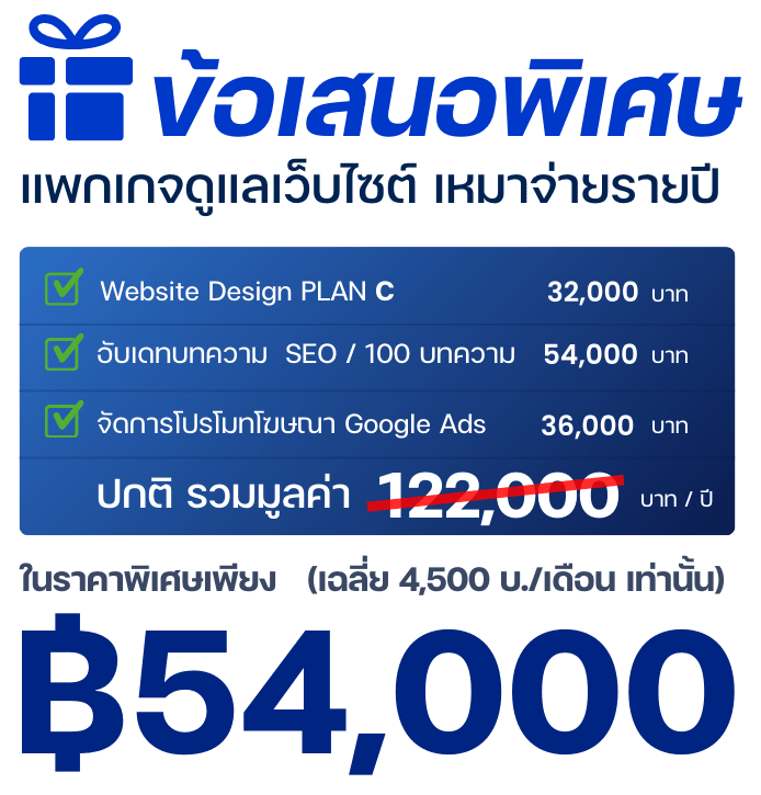แพกเกจดูแลเว็บไซต์รายปี